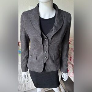 United Colors of Benetton Blazer Y2K Grey Windowpane pattern IT Size 40 = US 2